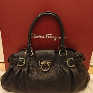 Year End Sale.Salvatore Ferragamo. New With Tag. Blueberry calf shoulder Bag.